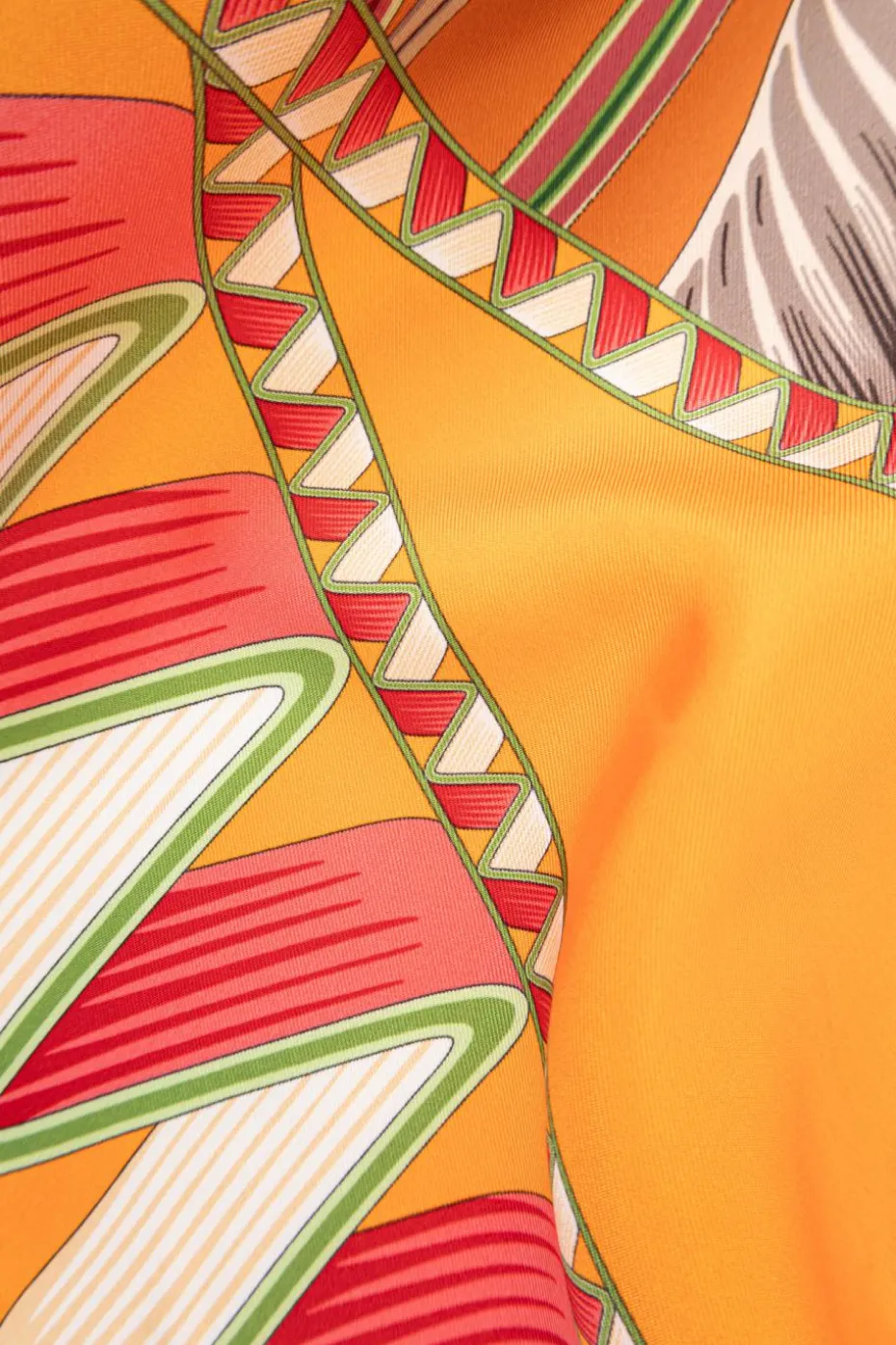FERRAGAMO ORANGE Triangular scarf with 'Giada' print