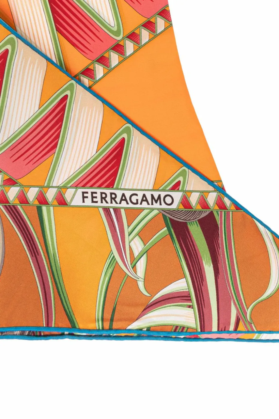 FERRAGAMO ORANGE Triangular scarf with 'Giada' print