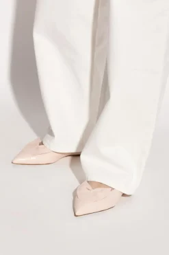FERRAGAMO PINK Leather ballet flats with bow