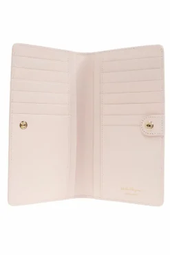 FERRAGAMO PINK Leather wallet with an appliqué in the shape of a logo