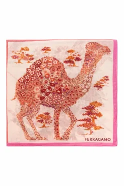 FERRAGAMO PINK Scarf with floral motif