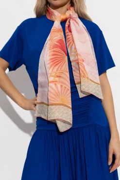 FERRAGAMO PINK Silk scarf with print