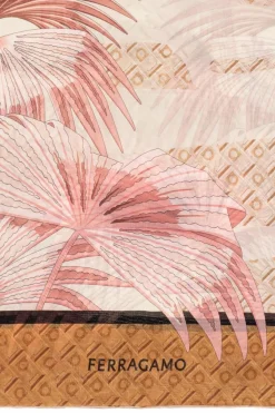 FERRAGAMO PINK Silk scarf with print