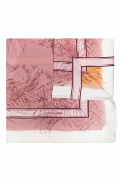 FERRAGAMO PINK Silk scarf with print