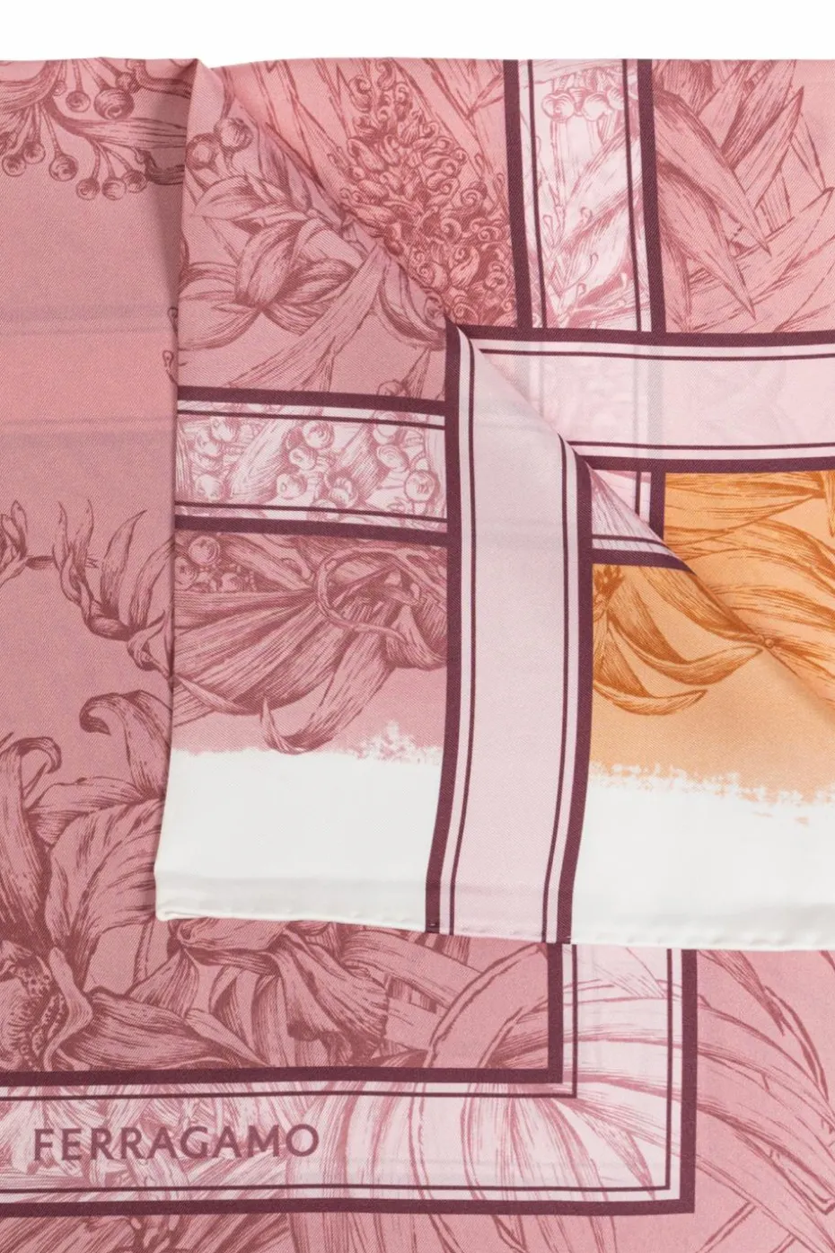 FERRAGAMO PINK Silk scarf with print