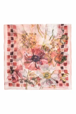 FERRAGAMO PINK Silk scarf with floral motif