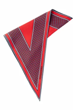 FERRAGAMO RED Triangle scarf with print