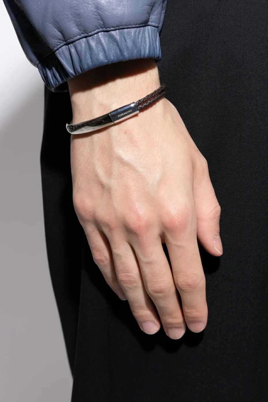 FERRAGAMO SILVER Bracelet with engraved logo