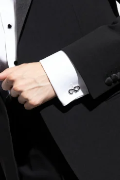 FERRAGAMO SILVER Cufflinks in the shape of a logo