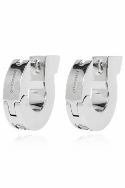 FERRAGAMO SILVER Earrings with logo