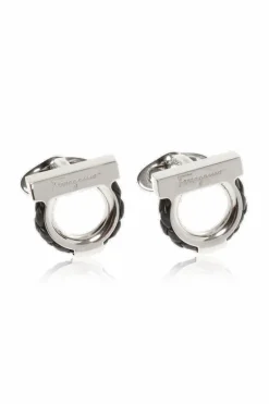 FERRAGAMO SILVER ‘Gancini’ cuff links