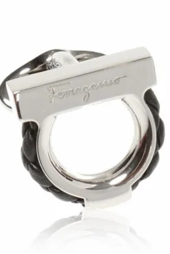 FERRAGAMO SILVER ‘Gancini’ cuff links