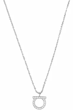 FERRAGAMO SILVER Logo necklace