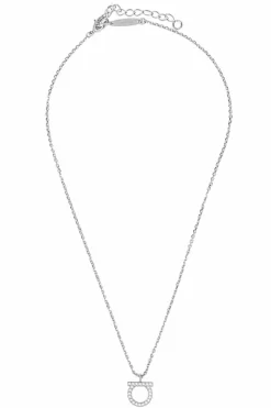FERRAGAMO SILVER Logo necklace
