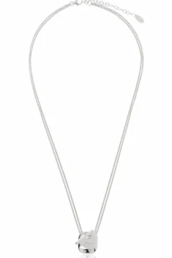 FERRAGAMO SILVER Necklace with pendant featuring engraved logo