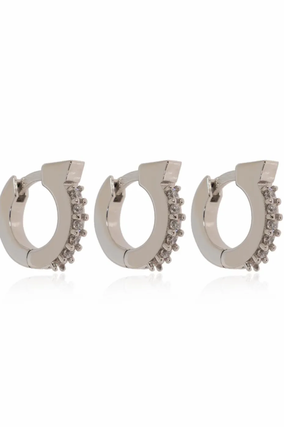 FERRAGAMO SILVER Set of three earrings