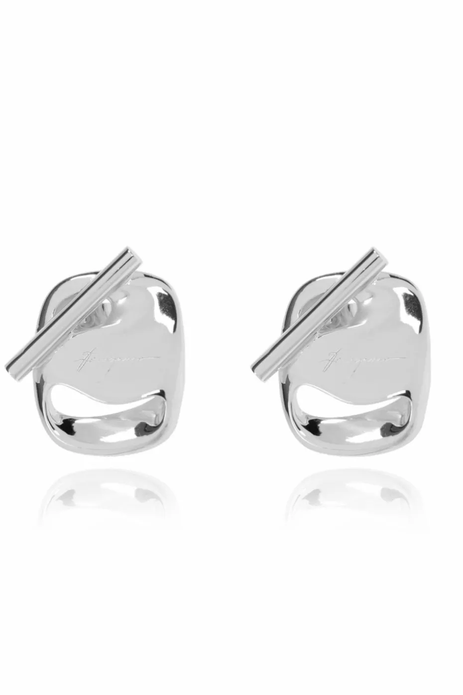 FERRAGAMO SILVER Silver earrings with engraved logo