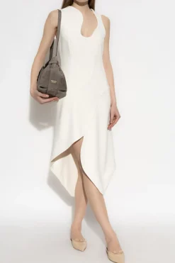 FERRAGAMO WHITE Dress with asymmetrical cut