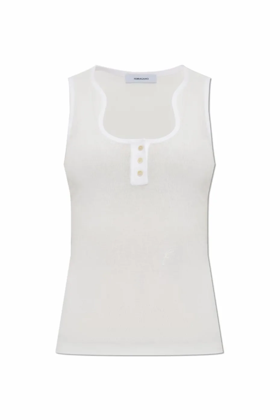 FERRAGAMO WHITE Ribbed Top