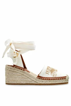 FERRAGAMO WHITE "Zanta" wedge shoes