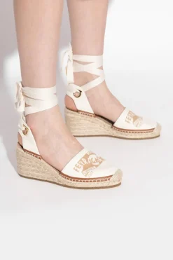 FERRAGAMO WHITE "Zanta" wedge shoes