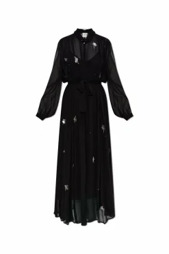 forte_forte BLACK Dress with shimmering appliqués