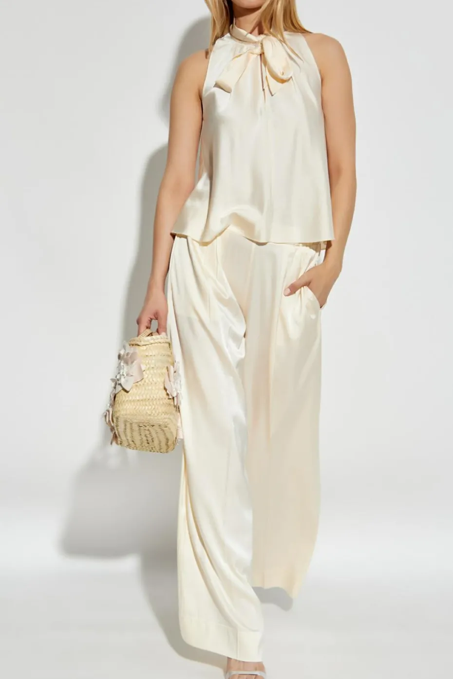forte_forte cream Silk trousers