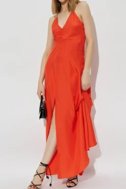 forte_forte RED Silk strap dress
