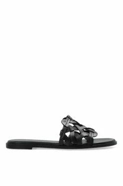 Gianvito Rossi BLACK Leather slides Amalfi