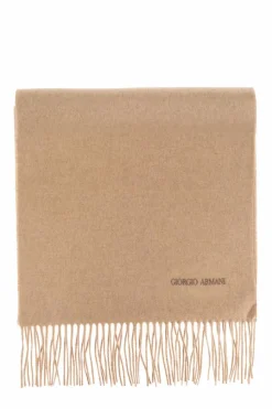 Giorgio Armani beige Cashmere scarf with fringes