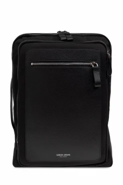 Giorgio Armani BLACK Backpack with printed logo