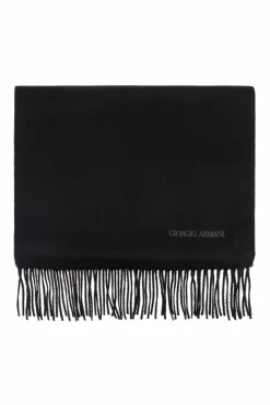 Giorgio Armani BLACK Cashmere scarf with fringes