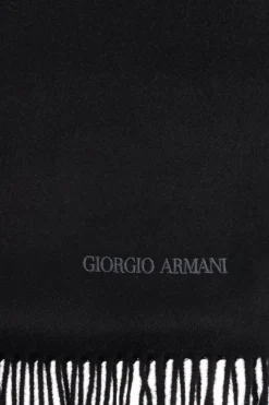 Giorgio Armani BLACK Cashmere scarf with fringes