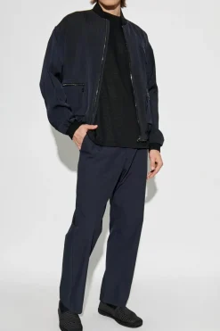 Giorgio Armani BLACK Linen t-shirt with embroidered logo
