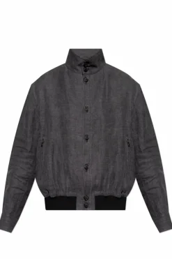 Giorgio Armani GREY Linen jacket with stand-up collar