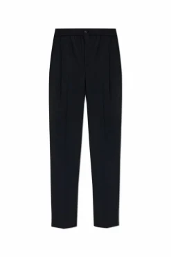 Giorgio Armani NAVY BLUE Wool pants with crease