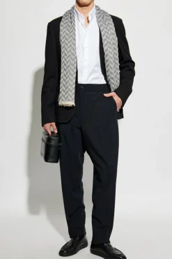 Giorgio Armani NAVY BLUE Wool pants with crease