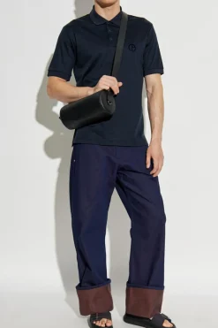 Giorgio Armani NAVY BLUE Polo with a logo and velvety finish