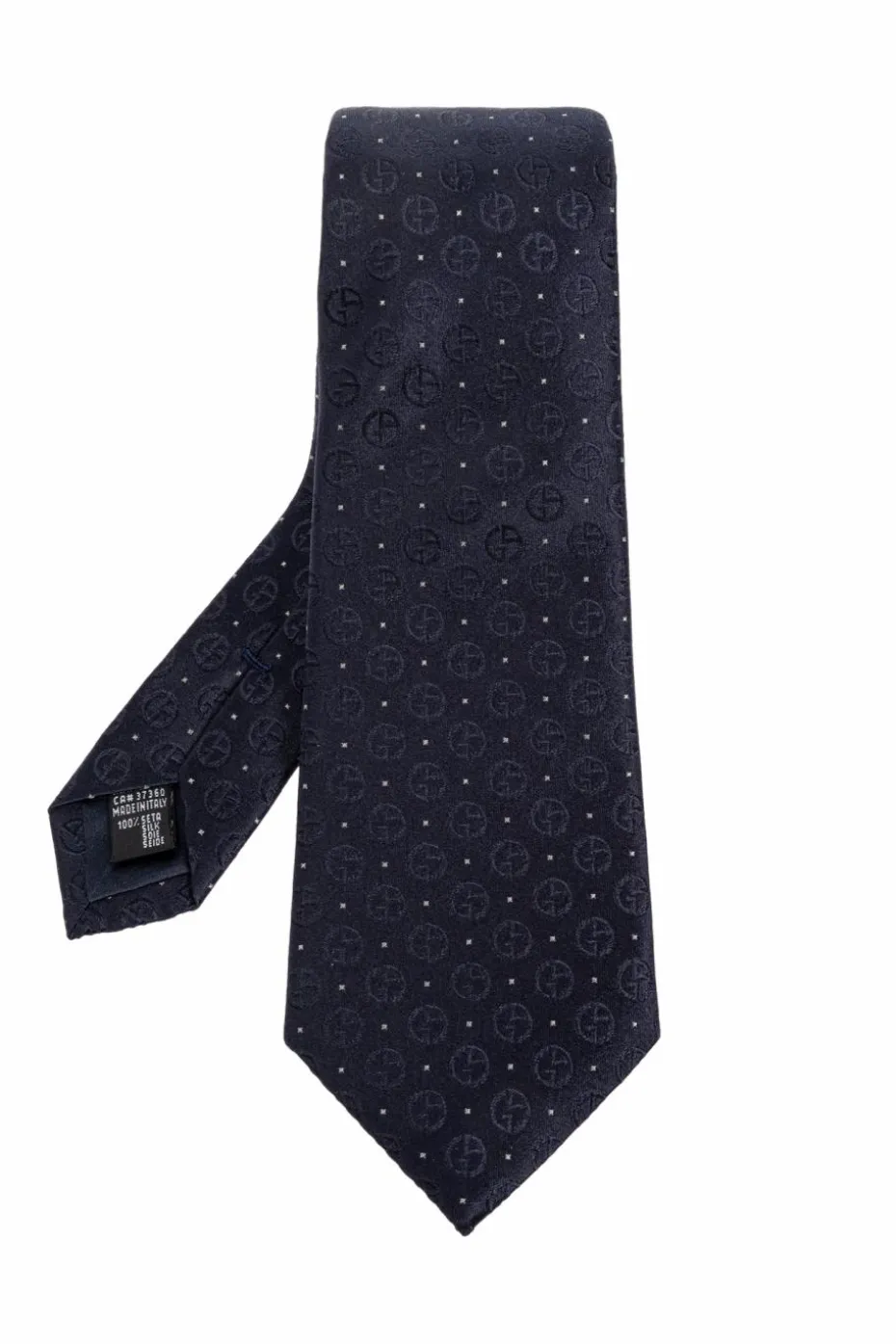 Giorgio Armani NAVY BLUE Silk tie with monogram