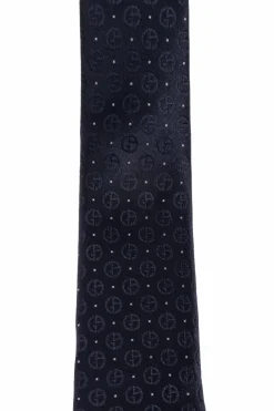 Giorgio Armani NAVY BLUE Silk tie with monogram