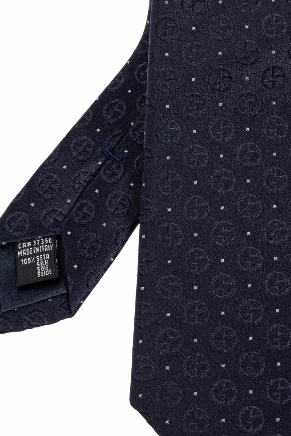 Giorgio Armani NAVY BLUE Silk tie with monogram