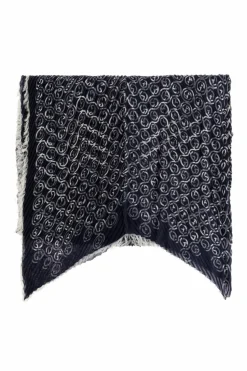 Giorgio Armani NAVY BLUE Pleated scarf with monogram