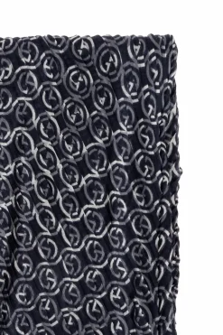 Giorgio Armani NAVY BLUE Pleated scarf with monogram