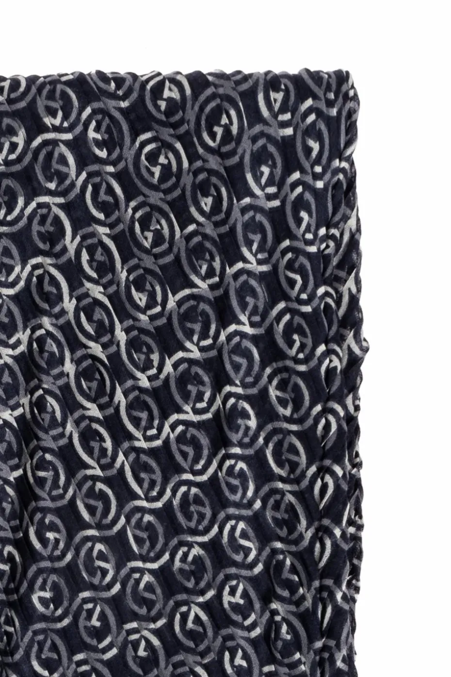 Giorgio Armani NAVY BLUE Pleated scarf with monogram
