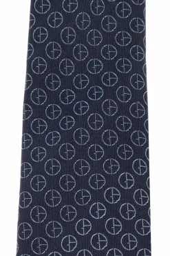 Giorgio Armani NAVY BLUE Silk tie with monogram