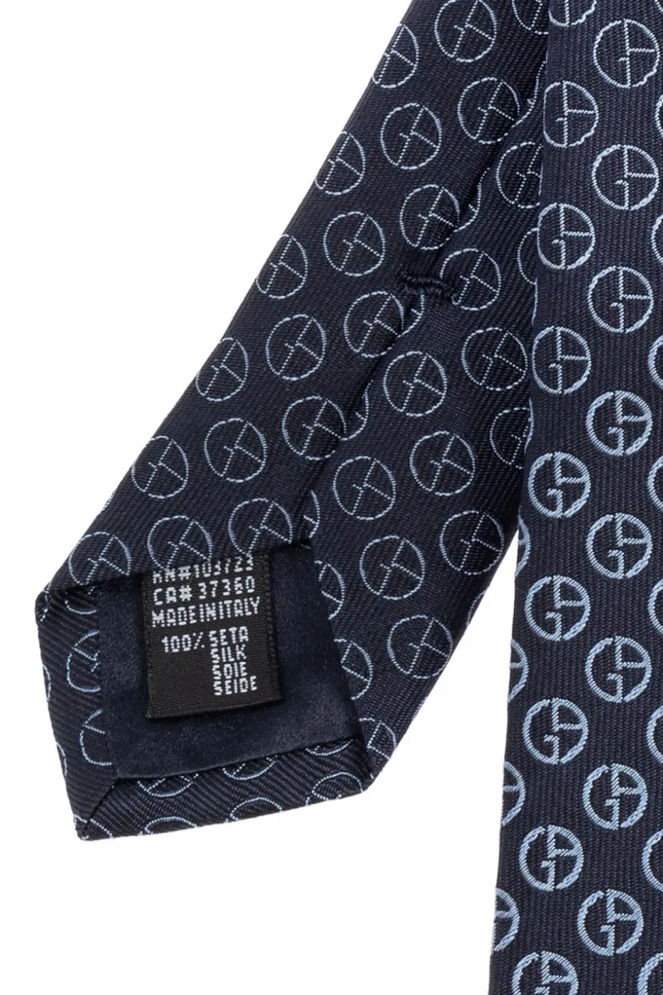Giorgio Armani NAVY BLUE Silk tie with monogram