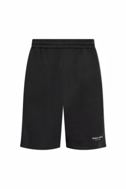 Giorgio Armani NAVY BLUE Shorts with printed logo