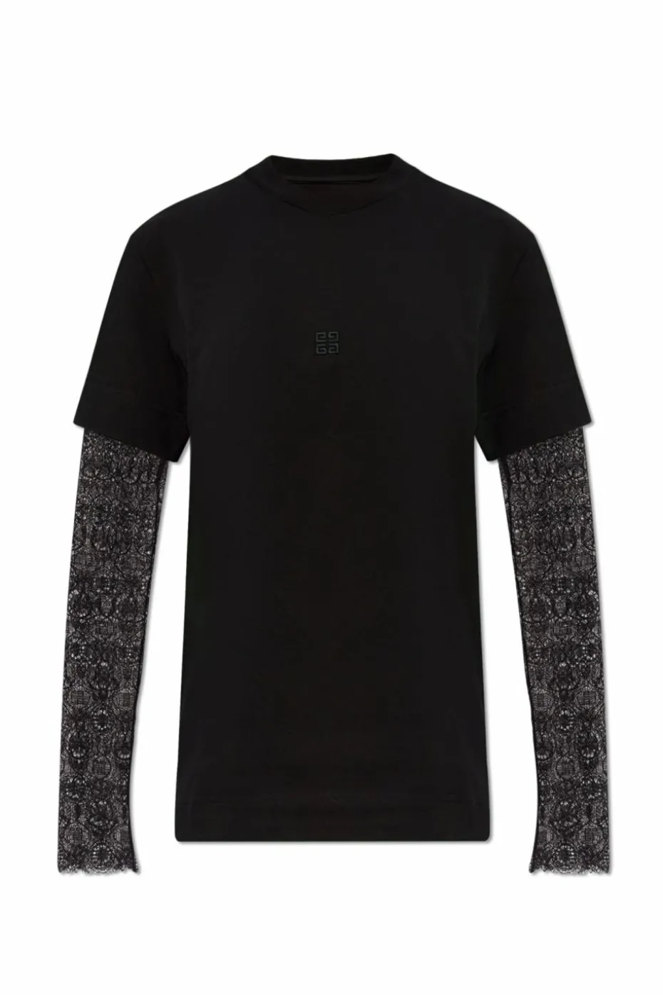 Givenchy BLACK T-shirt with lace sleeves