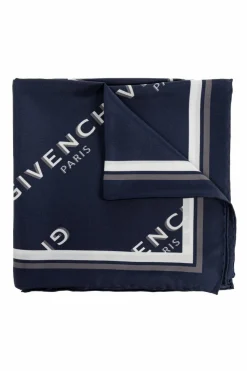 Givenchy NAVY BLUE Silk scarf with monogram