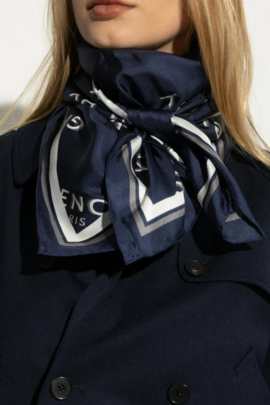 Givenchy NAVY BLUE Silk scarf with monogram